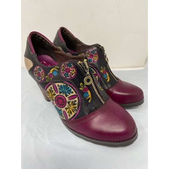 L’Artiste Raina Spring Step Ankle Bootie Boot Zip Floral Women’s Size 39 Purple - Picture 3 of 8